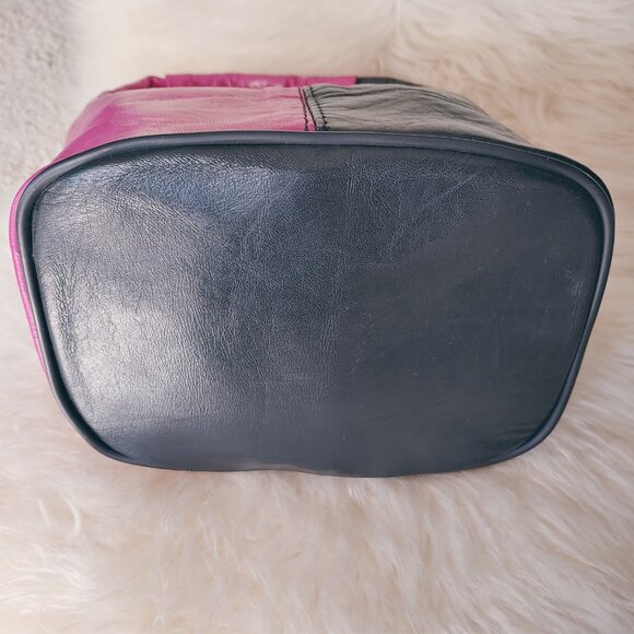 Custom Made Half Black and Half Pink-Purple / Fuchsia Leather Mini Handb… - Picture 10 of 14